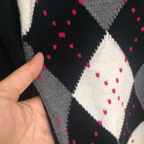 DKNY JEANS Womens XS V-Neck Argyle Preppy Sweater Long Sleeve Pullover NWOT - Picture 8 of 16